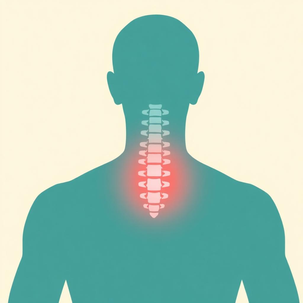 Ilustración anatómica del cuello con tensión muscular resaltada
