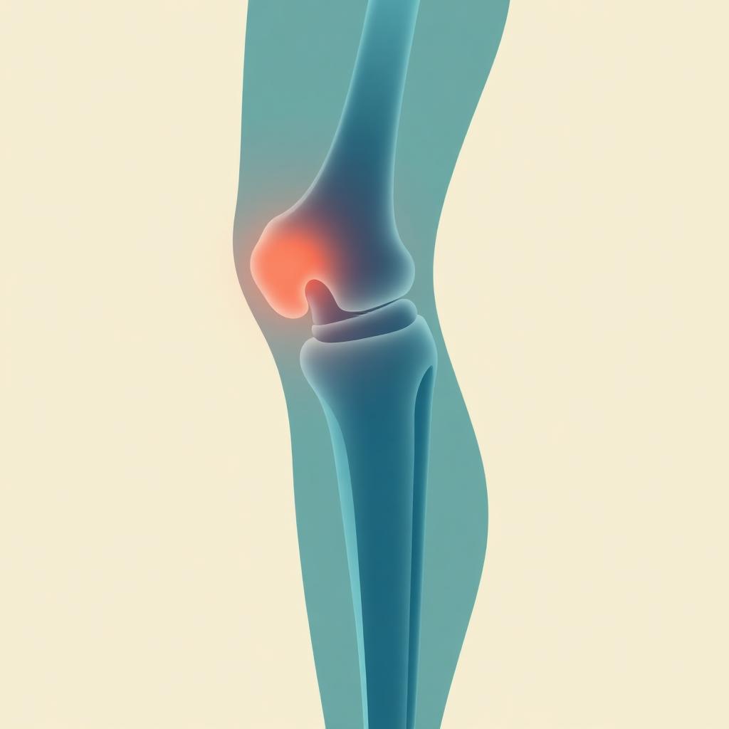 Ilustración anatómica de la rodilla resaltada