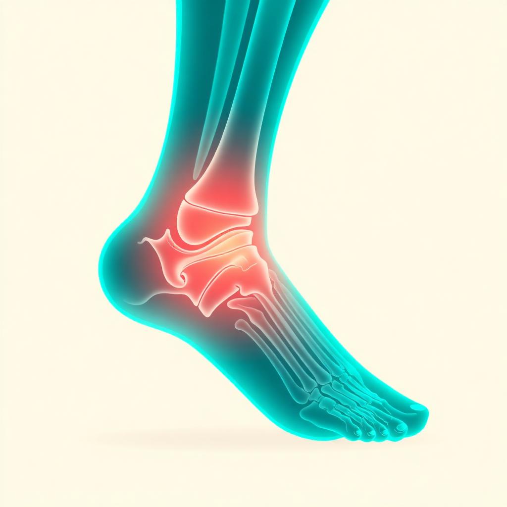 Ilustración anatómica del tobillo con los ligamentos resaltados